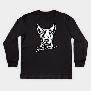 English Bull Terrier dog lover portrait Kids Long Sleeve T-Shirt